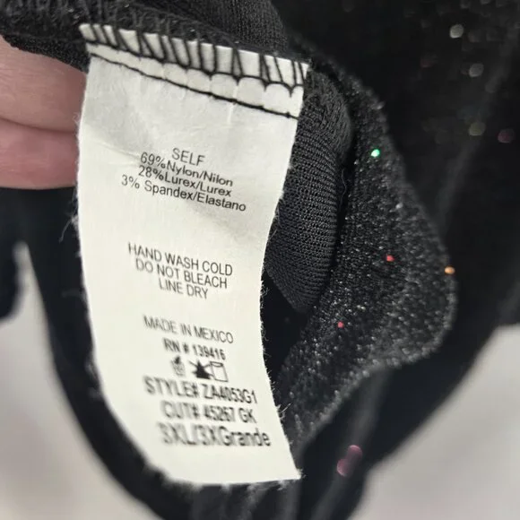 Vintage Zenobia Black Y2K Glitter Shimmer Going Out Blouse 3XL - Picture 11 of 11